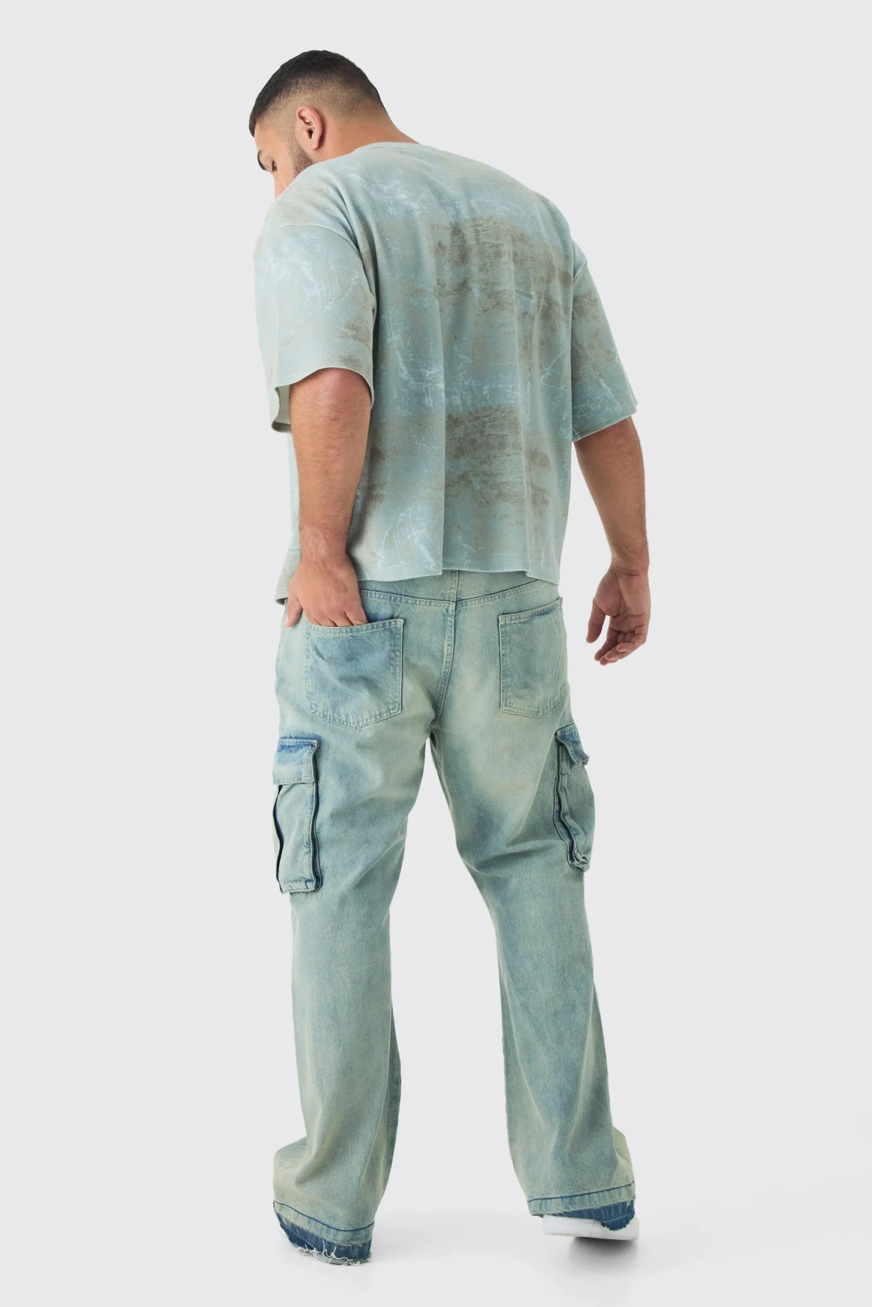Plus Acid Wash Compact Rib Boxy Oversized T-Shirt | UK^boohooMAN Sale