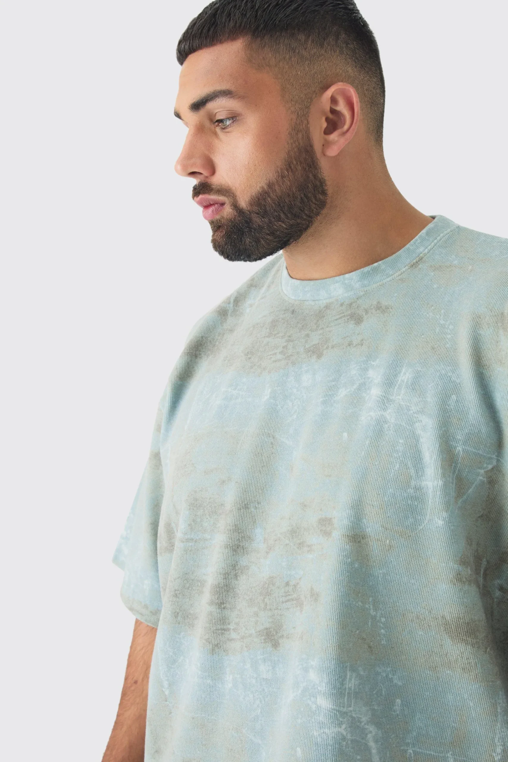 Plus Acid Wash Compact Rib Boxy Oversized T-Shirt | UK^boohooMAN Sale