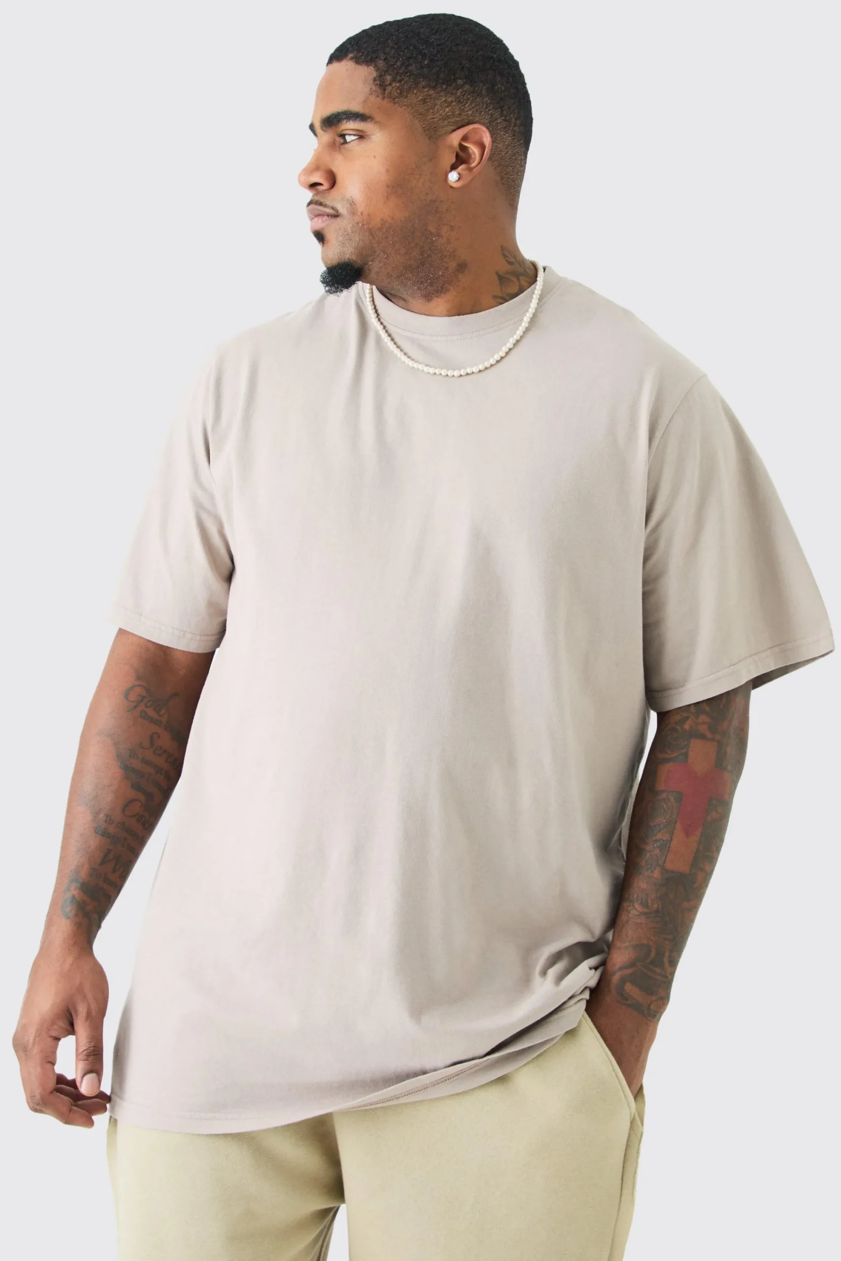 Plus Acid Wash Crew Neck T-shirt | UK^boohooMAN Clearance