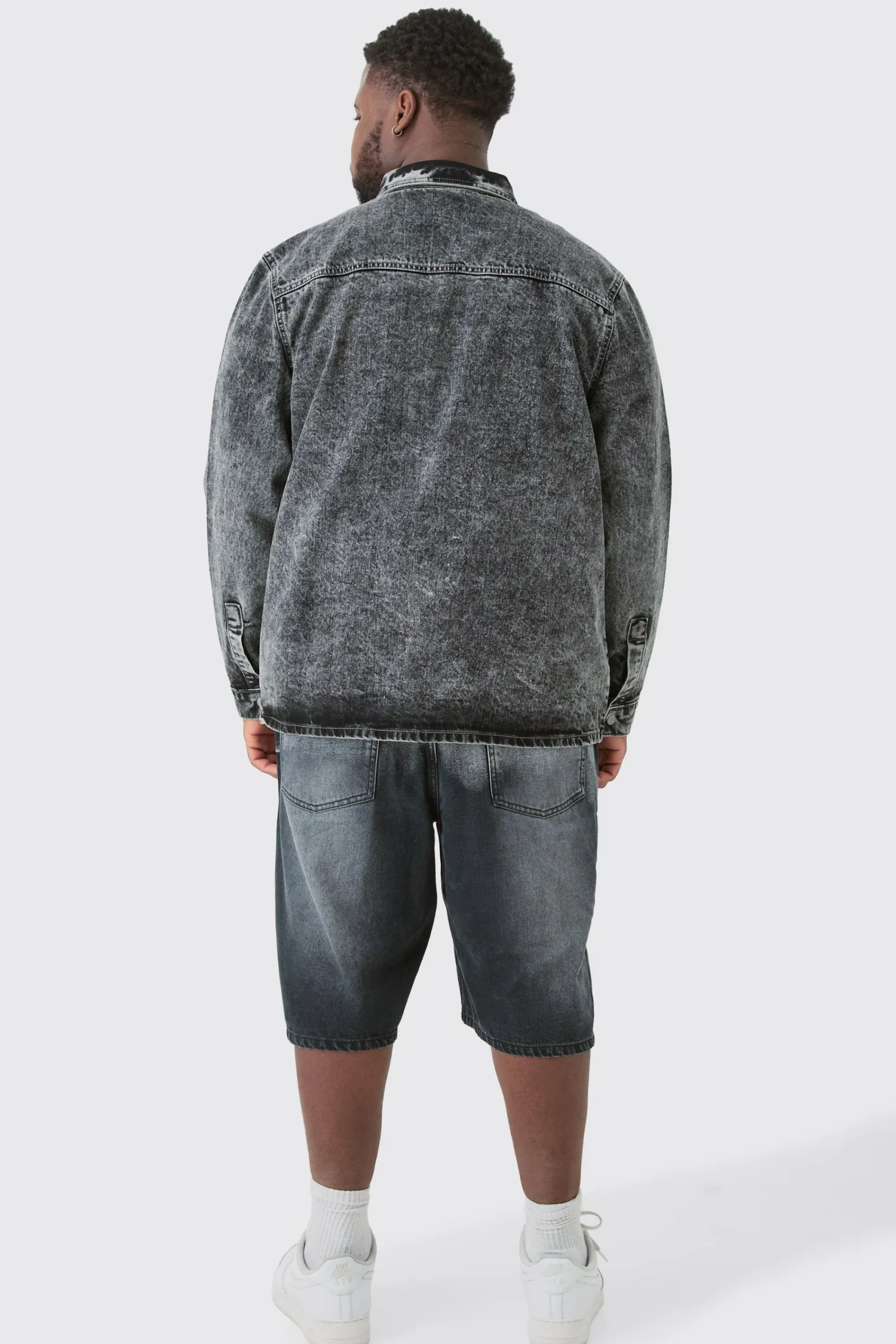 boohooMAN Plus Acid Wash Distressed Denim Jorts | UK| Shorts