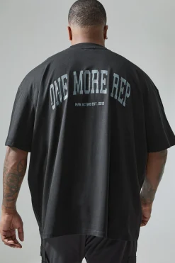 Plus Active Extended Neck One More Rep Oversized T-shirt | UK^boohooMAN