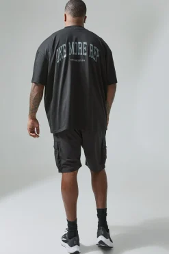 Plus Active Extended Neck One More Rep Oversized T-shirt | UK^boohooMAN