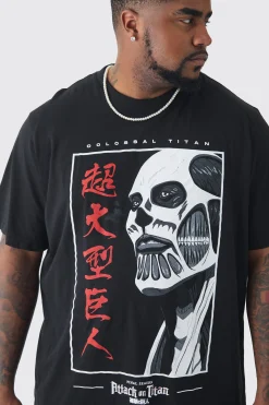 Plus Attack On Titan Anime Printed Licensed T-shirt In | UK^boohooMAN Sale