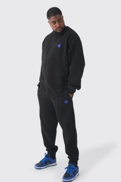 boohooMAN Plus B Embroidered Sweat Tracksuit | UK| Tracksuits