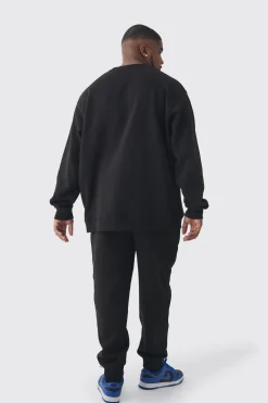 boohooMAN Plus B Embroidered Sweat Tracksuit | UK| Tracksuits