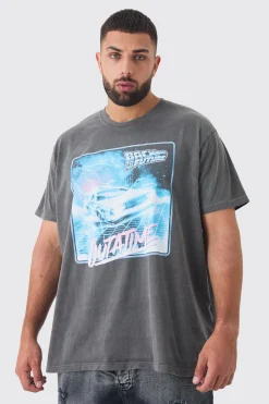 Plus Back To The Future License Overdye T-shirt | UK^boohooMAN New