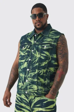 boohooMAN Plus Bleach Wash Denim Gilet | UK| Coats & Jackets