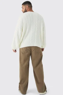 boohooMAN Plus Boucle Cable Knit Oversized Jumper | UK| Knitwear