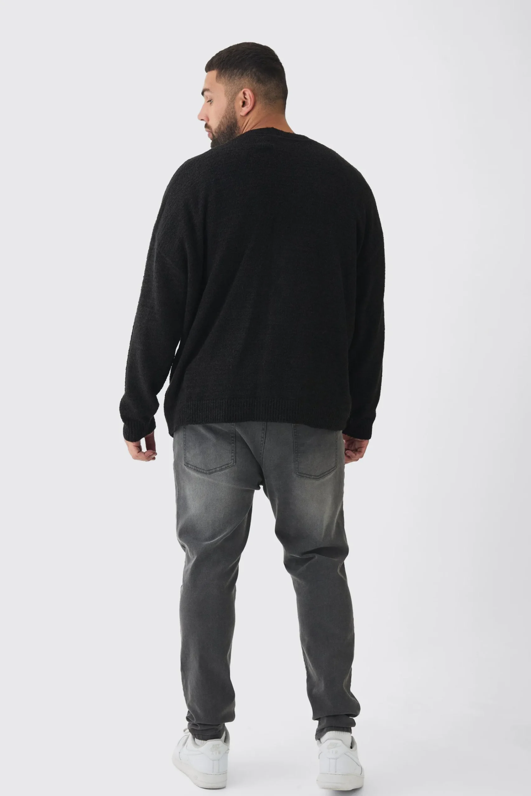 boohooMAN Plus Boucle Knit Drop Shoulder Cardigan | UK| Knitwear