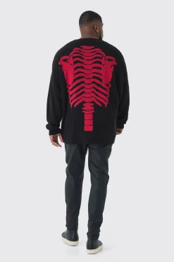 boohooMAN Plus Boucle Knit Skeleton Jumper | UK| Knitwear