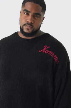 boohooMAN Plus Boucle Knit Skeleton Jumper | UK| Knitwear