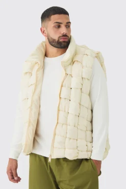 boohooMAN Plus Boxy Fit Hand Weft Padded Gilet In | UK| Coats & Jackets