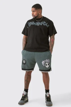 boohooMAN Plus Boxy Limited Basketball T-shirt & Short Set | UK| Sets & Co-Ords|Tracksuits