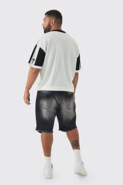 Plus Boxy Moto Knitted Polo | UK^boohooMAN Best