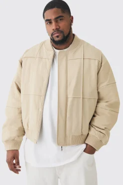 boohooMAN Plus Boxy Panel Padded Nylon Bomber Jacket In | UK| Coats & Jackets
