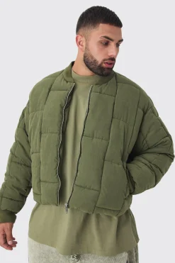boohooMAN Plus Boxy Peached Square Quilted Bomber Jacket | UK| Coats & Jackets