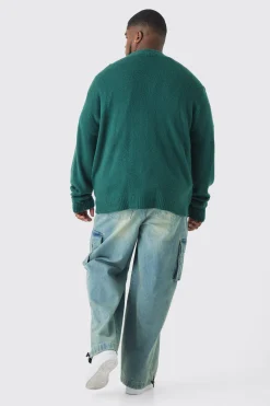 boohooMAN Plus Brushed Contrast Trim Boxy Cardigan | UK| Knitwear