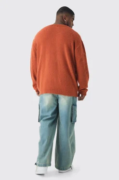 boohooMAN Plus Brushed Knit Crew Neck Oversized Jumper | UK| Knitwear