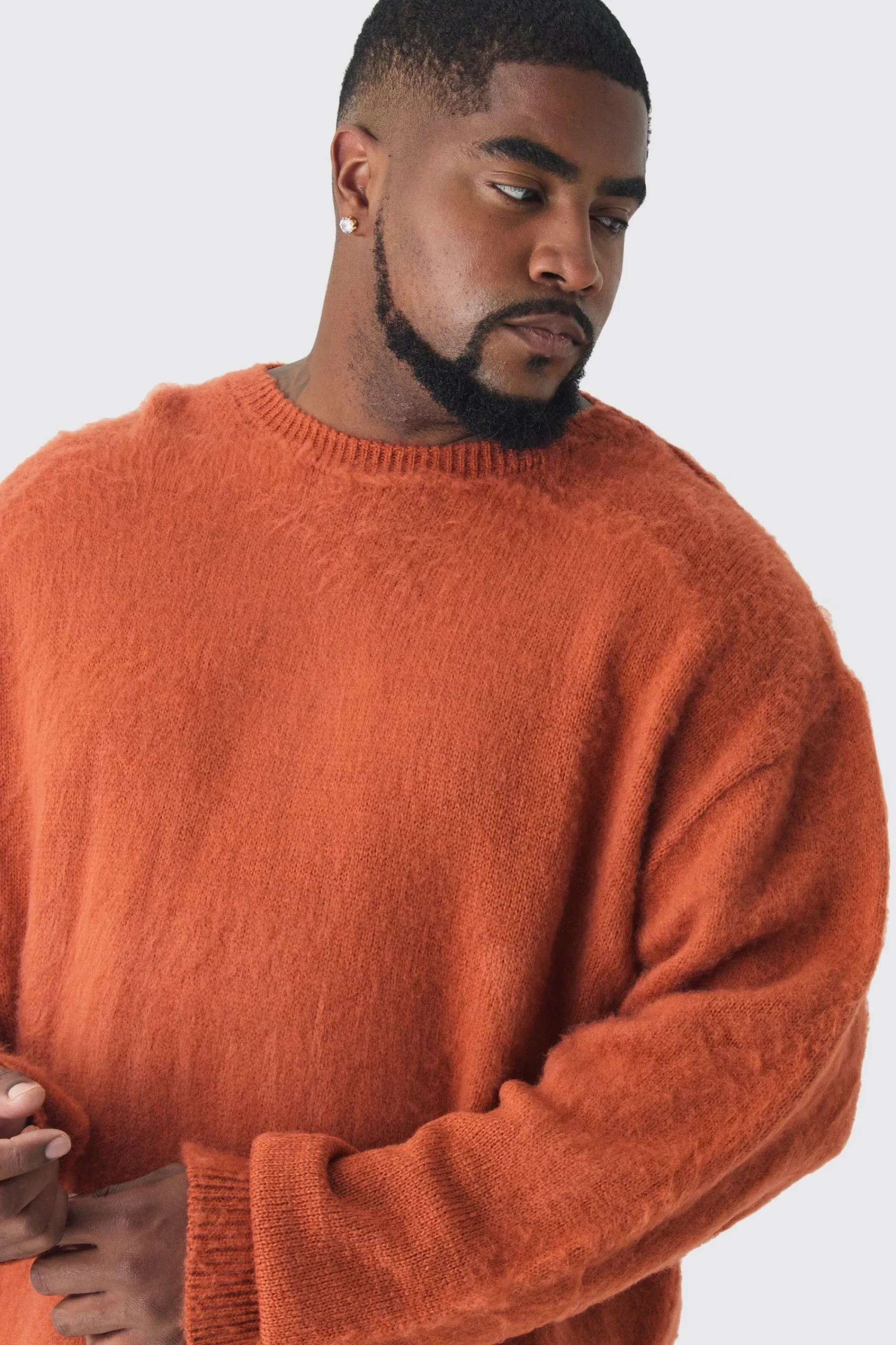 boohooMAN Plus Brushed Knit Crew Neck Oversized Jumper | UK| Knitwear