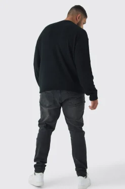 boohooMAN Plus Brushed Knit Crew Neck Oversized Jumper | UK| Knitwear
