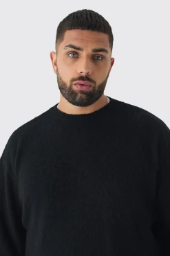 boohooMAN Plus Brushed Knit Crew Neck Oversized Jumper | UK| Knitwear