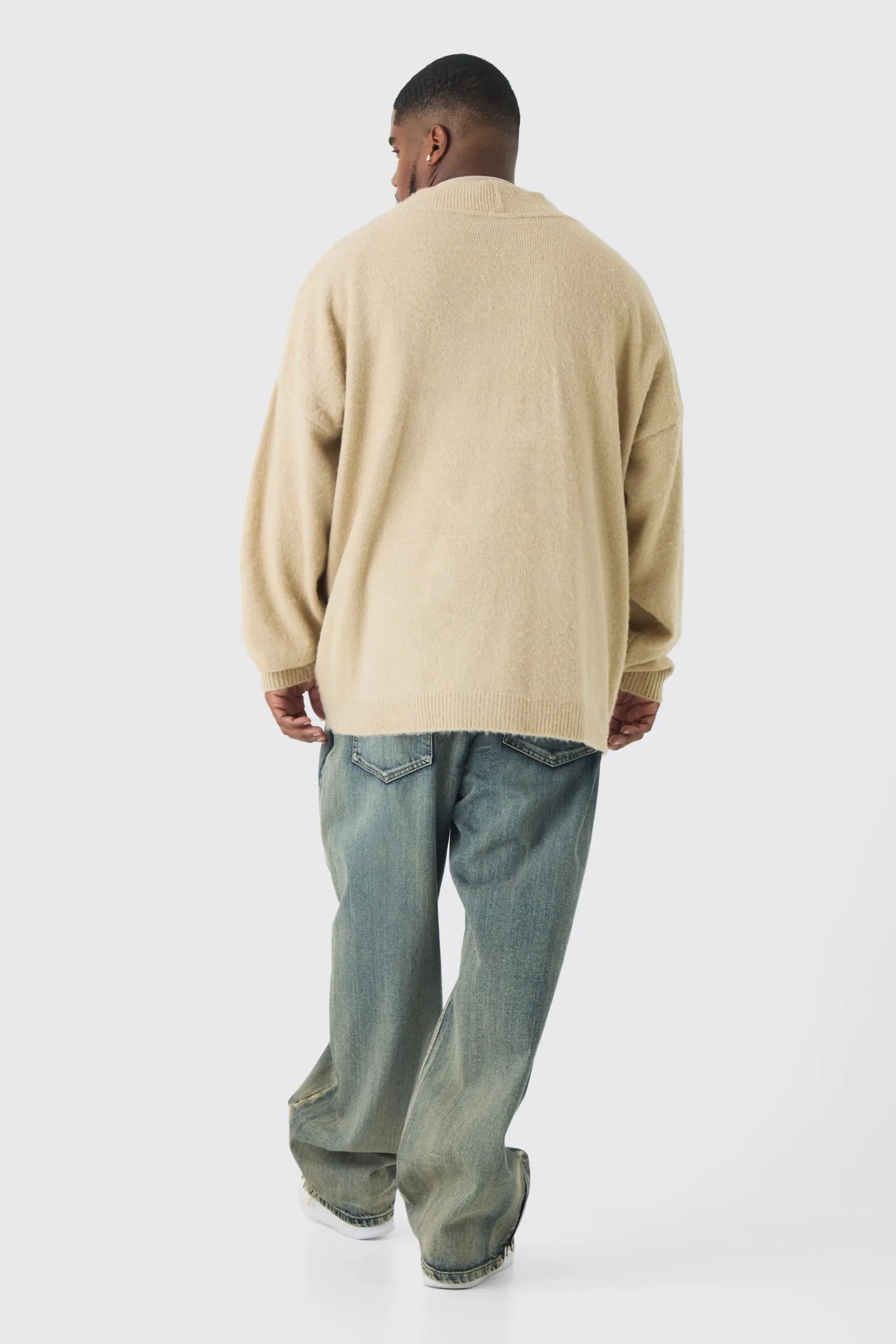 boohooMAN Plus Brushed Knit Oversized Drop Shoulder Cardigan | UK| Knitwear