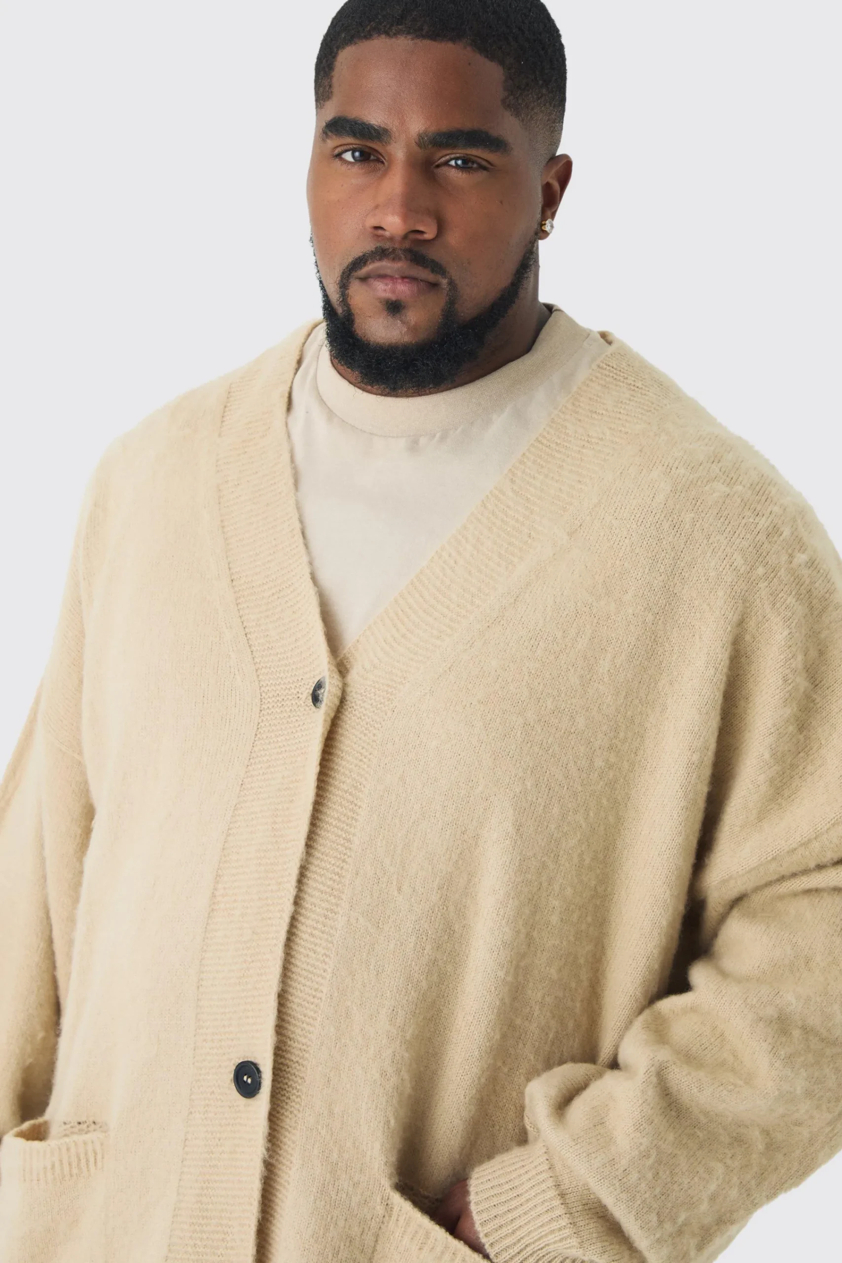 boohooMAN Plus Brushed Knit Oversized Drop Shoulder Cardigan | UK| Knitwear