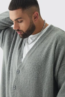 boohooMAN Plus Brushed Knit Oversized Drop Shoulder Cardigan | UK| Knitwear