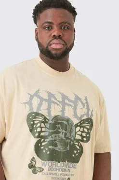 Plus Butterfly Skull Graphic T-shirt | UK^boohooMAN Outlet