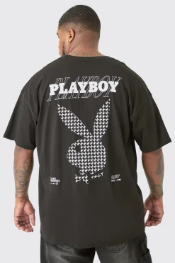 Plus Check Print Playboy T-shirt In | UK^boohooMAN Best