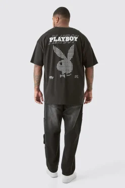 Plus Check Print Playboy T-shirt In | UK^boohooMAN Best
