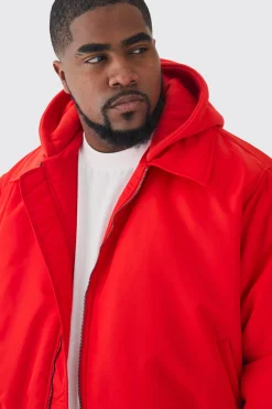 boohooMAN Plus Colla Boxy Bomber Jacket With Jersey Hood In | UK| Coats & Jackets