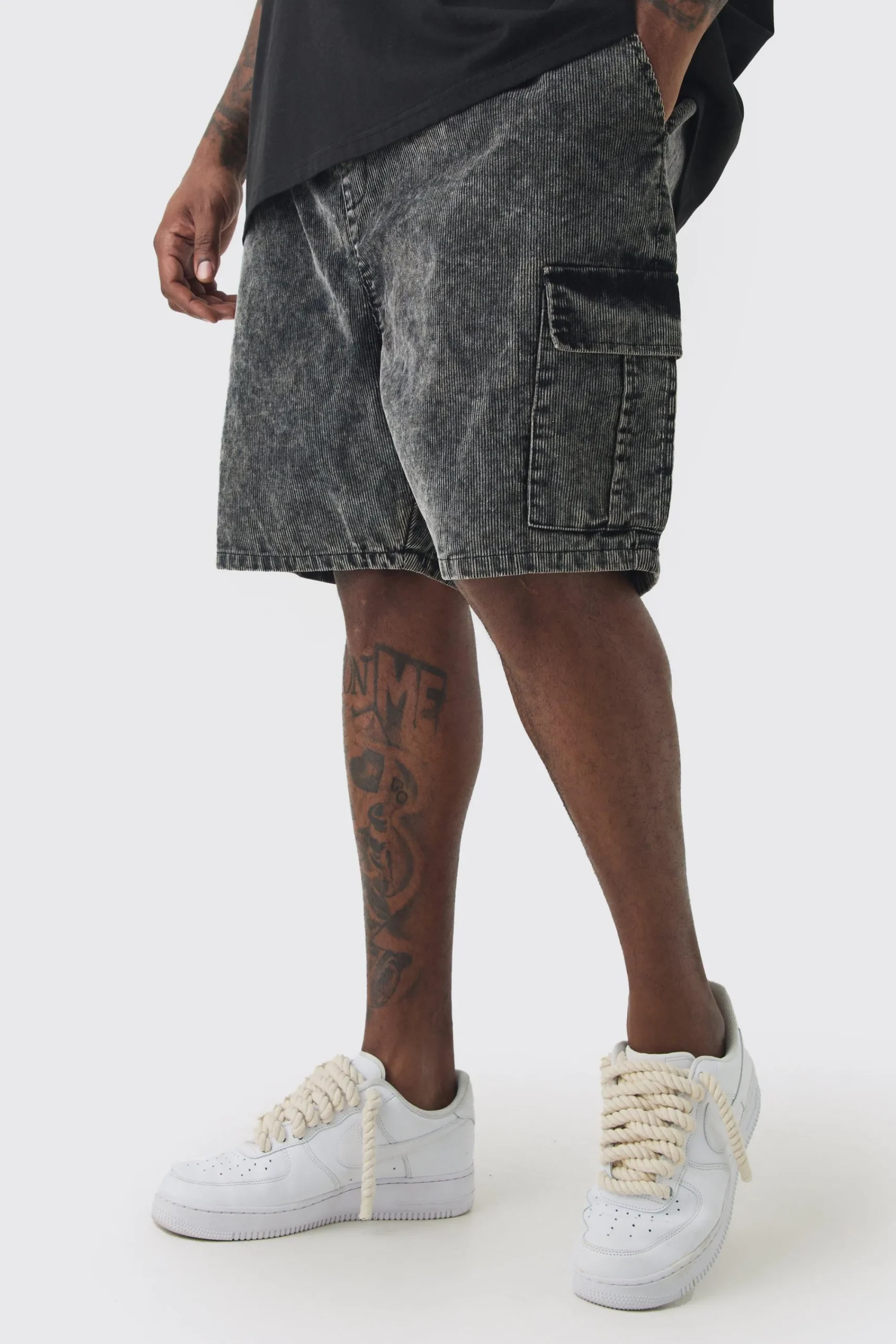 boohooMAN Plus Cord Washed Cargo Shorts In | UK| Shorts