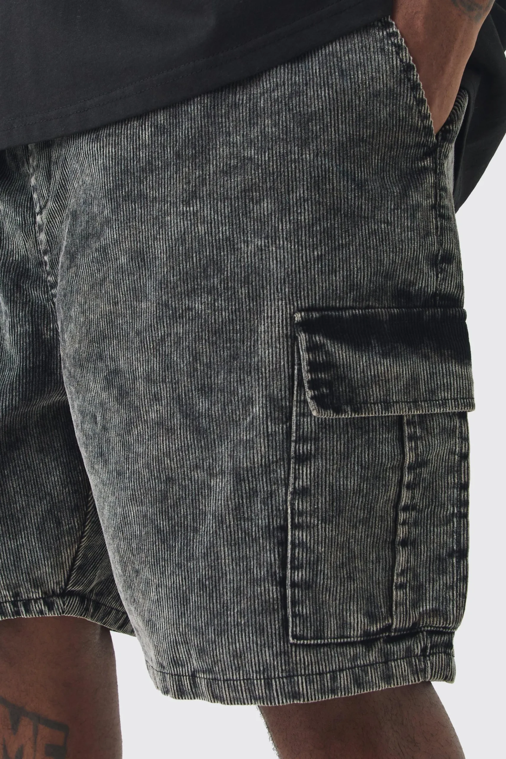 boohooMAN Plus Cord Washed Cargo Shorts In | UK| Shorts