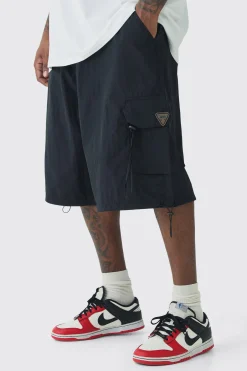boohooMAN Plus Crinkle Nylon Man Cargo Parachute Shorts In | UK| Shorts