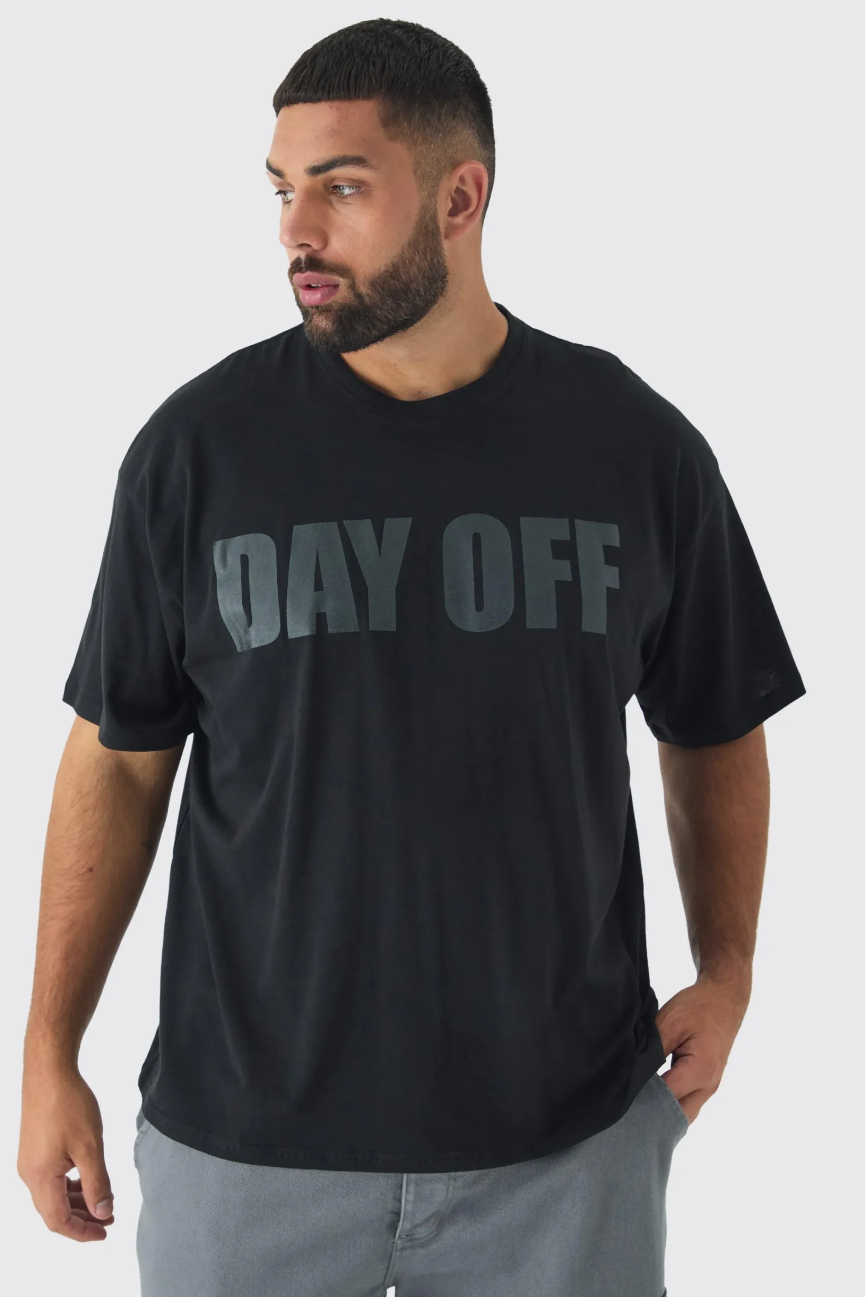 Plus Day Off Print Oversized T-shirt In | UK^boohooMAN Outlet