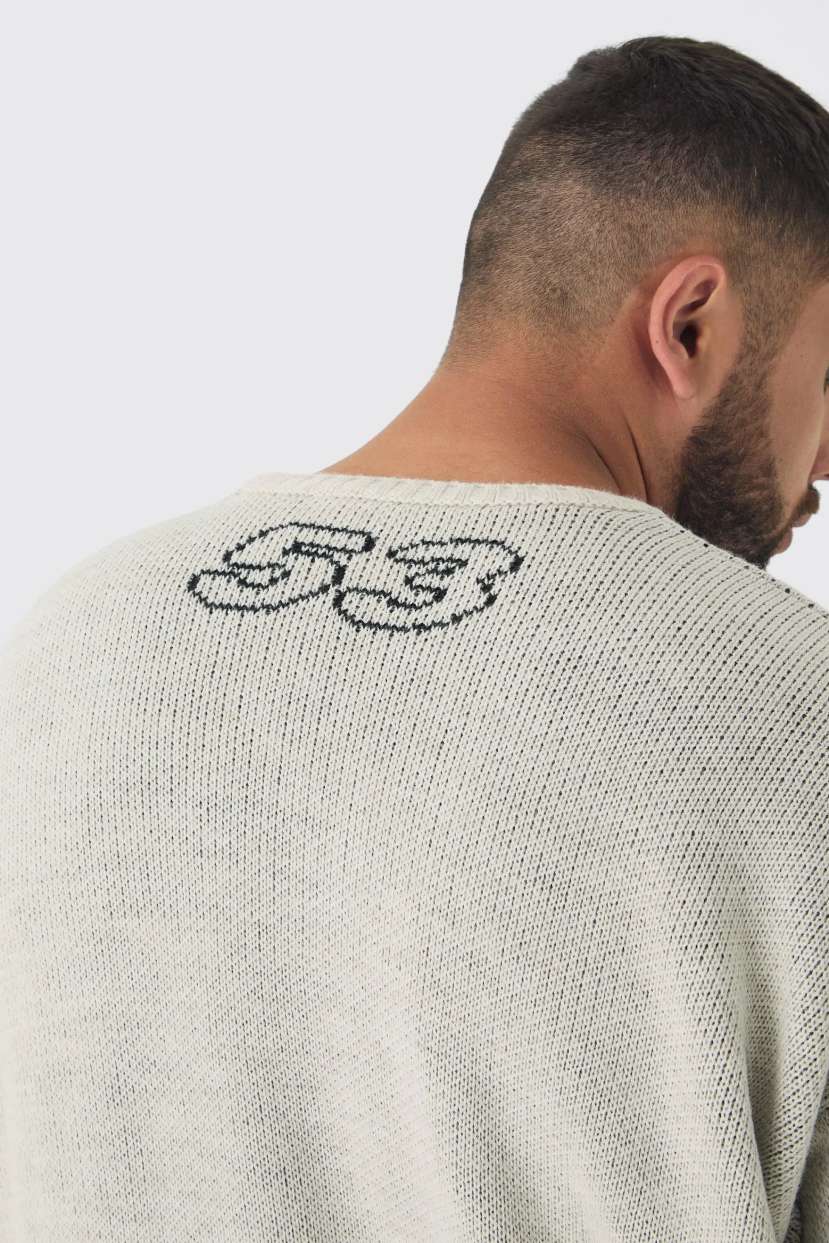 boohooMAN Plus Distressed Moto Crew Neck Jumper | UK| Knitwear