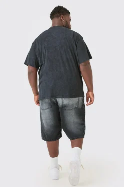 Plus Distressed Oversized Acid Wash Gothic Print T-shirt | UK^boohooMAN Sale