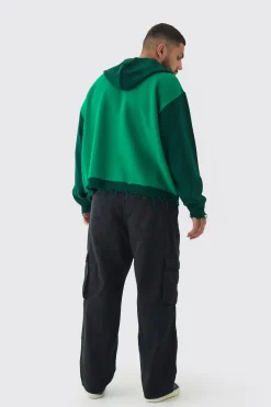 boohooMAN Plus Distressed Varsity Hoodie | UK| Knitwear|Hoodies & Sweatshirts