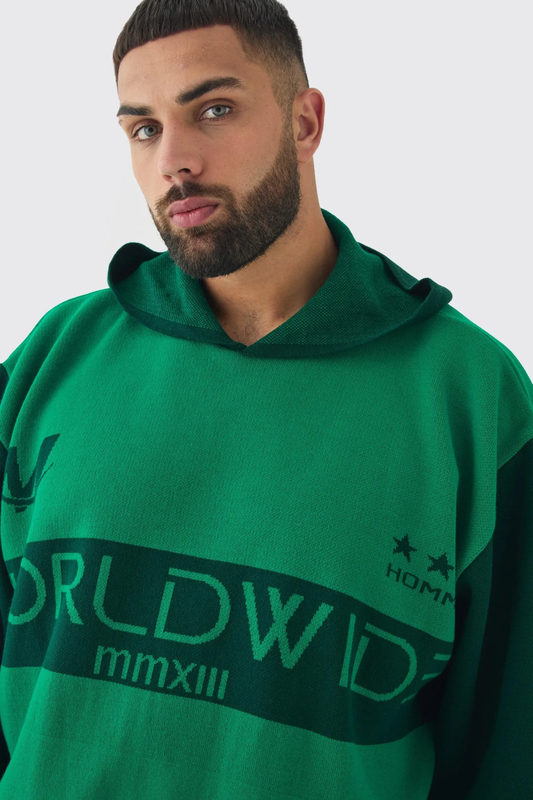 boohooMAN Plus Distressed Varsity Hoodie | UK| Knitwear|Hoodies & Sweatshirts