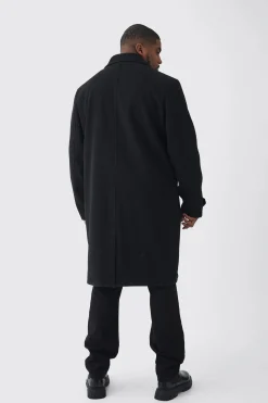 boohooMAN Plus Double Breasted Wool Look Overcoat In | UK| Coats & Jackets