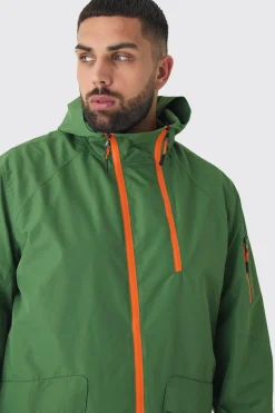 boohooMAN Plus Double Zip Hooded Windbreaker In | UK| Coats & Jackets