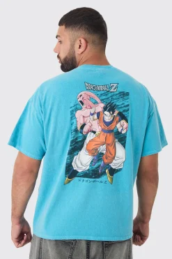 Plus Dragon Ball Z Back Print License Overdye Print T-shirt | UK^boohooMAN New