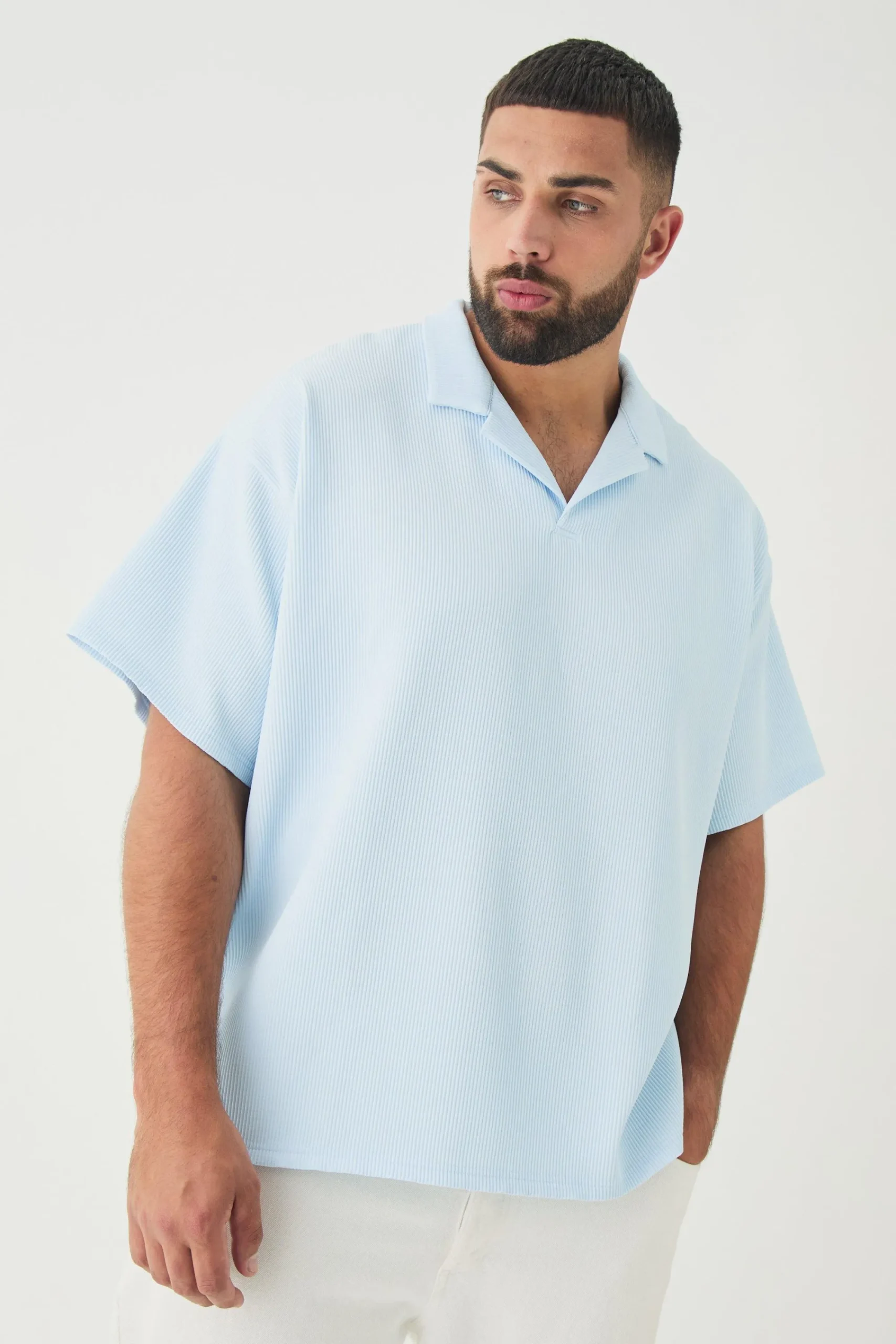 Plus Drop Revere Pleated Polo In | UK^boohooMAN Discount
