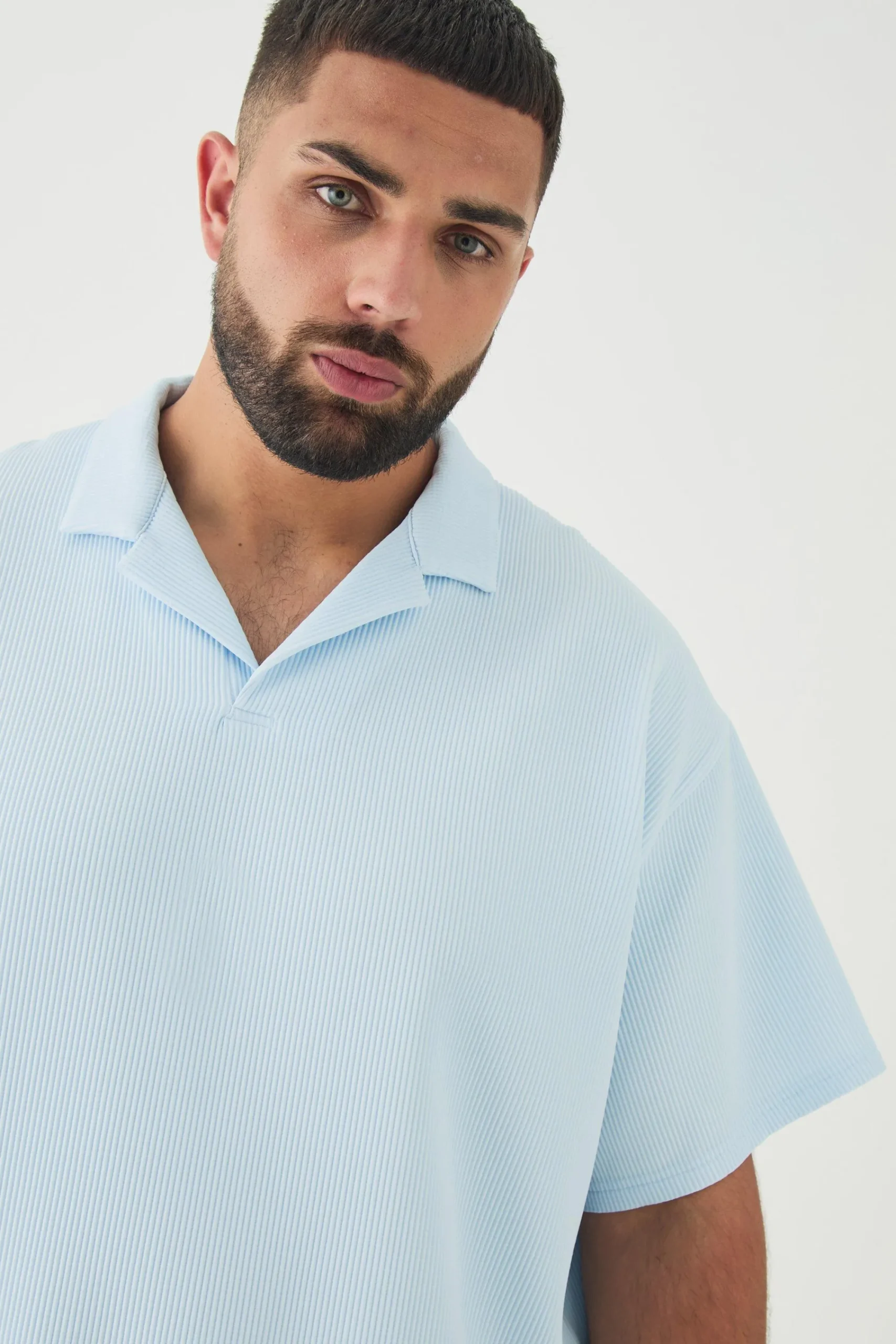 Plus Drop Revere Pleated Polo In | UK^boohooMAN Discount