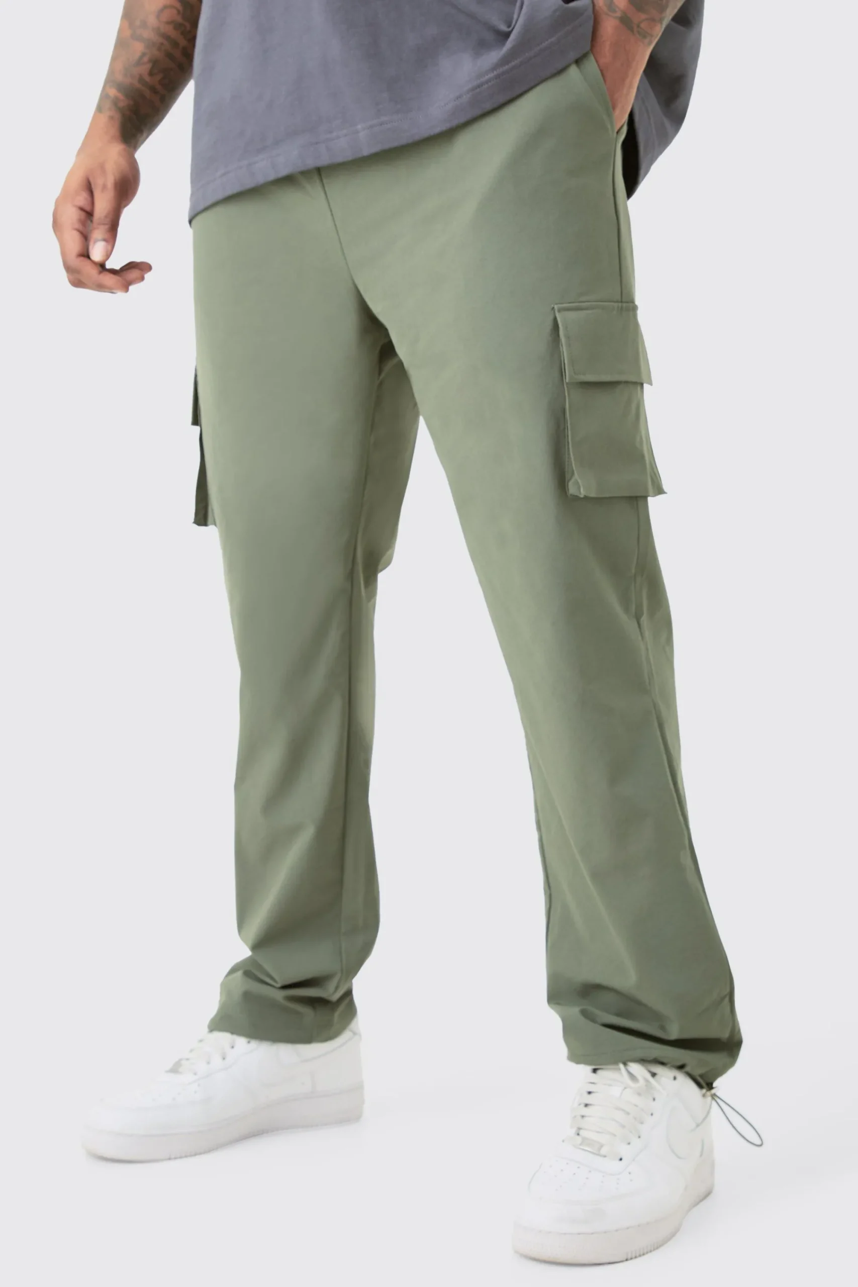boohooMAN Plus Elastic Waist Lightweight Stretch Skinny Cargo Trouser | UK| Trousers|Cargos