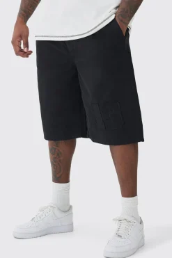 boohooMAN Plus Elasticated Waist Applique Jorts | UK| Shorts