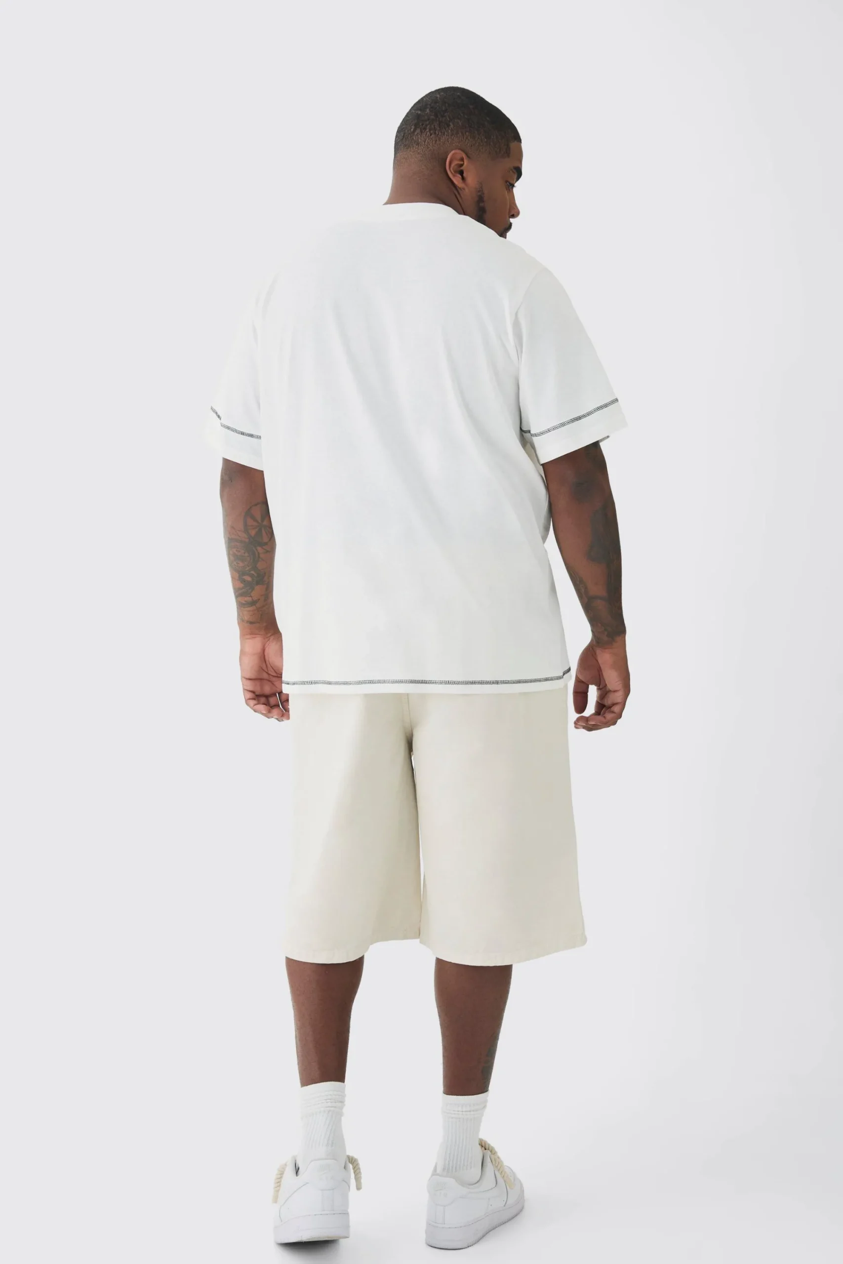 boohooMAN Plus Elasticated Waist Applique Jorts | UK| Shorts