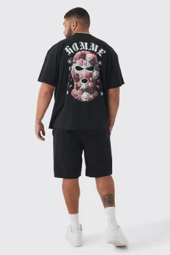 boohooMAN Plus Elasticated Waist Applique Short Length Relaxed Shorts | UK| Shorts