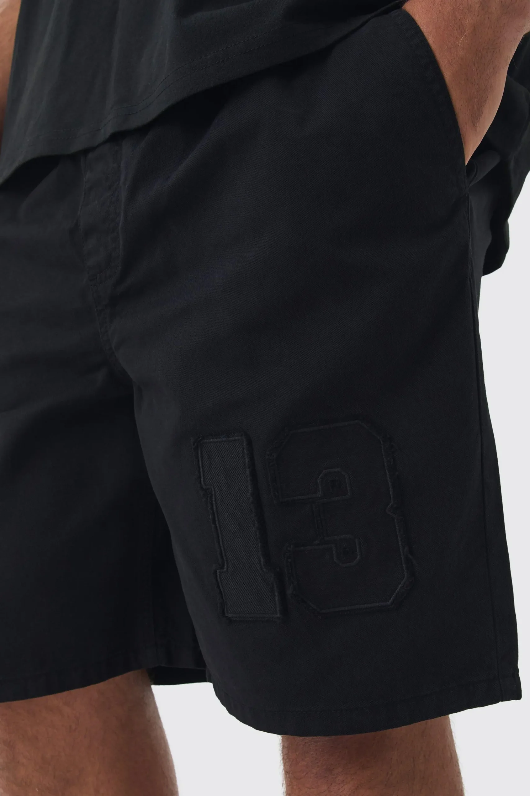 boohooMAN Plus Elasticated Waist Applique Short Length Relaxed Shorts | UK| Shorts